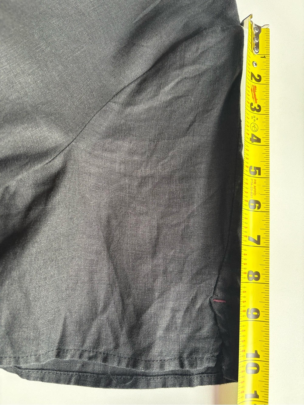 Minimalist 100% Linen Shift Dress Pockets Short Sleeve Lagenlook Black M - Picture 10 of 13